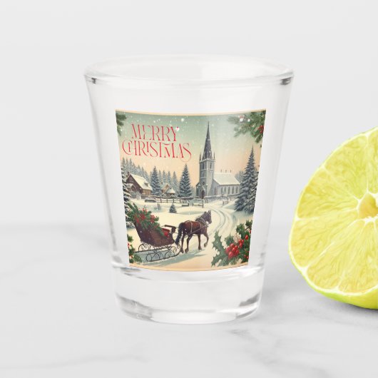 Klassische Weihnachtsszene Schnapsglas (Vorderseite)