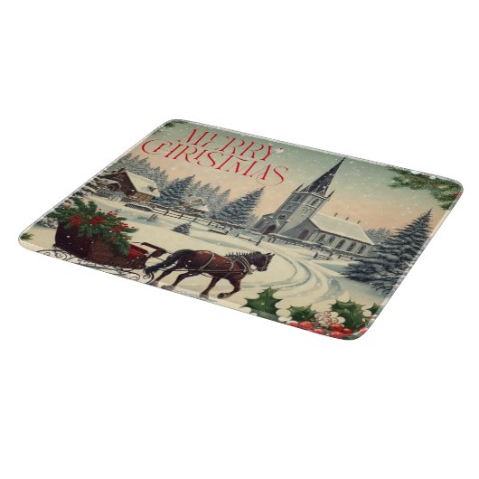 Klassische Weihnachtsszene Schneidebrett (Ecke)