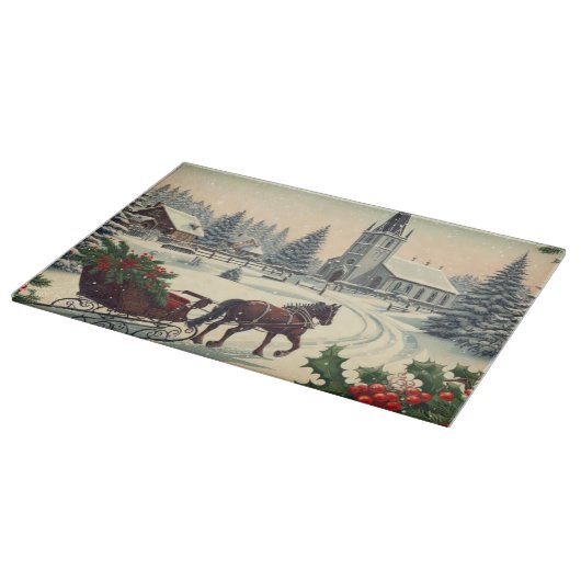 Klassische Weihnachtsszene Schneidebrett (Ecke)