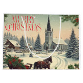 Klassische Weihnachtsszene/Vintage Tasse Große Geschenktüte (Rückseite)