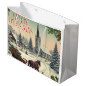 Klassische Weihnachtsszene/Vintage Tasse Große Geschenktüte (Vorderseite Schrägansicht)