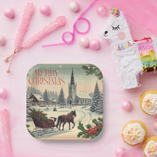 Klassische Weihnachtsszene/Vintage Tasse Pappteller (Party)