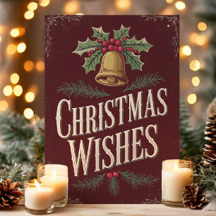 Klassische Weihnachtswünsche Vintage-Glocke Feiertagskarte