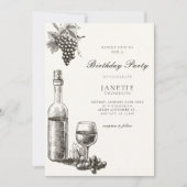 Klassische Weinflasche und Trauben Einladung (Vorderseite)
