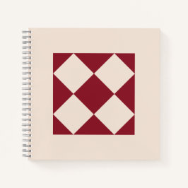 Klassische Weinrote Geometrische Fliesen Kunst  Notizblock