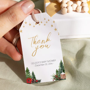 Klassische weiße Babyparty-Weihnachts-Dankeschön Geschenkanhänger