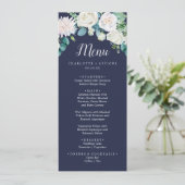 Klassische weiße Blume | Abendmenü für Hochzeiten Menükarte (Stehend Vorderseite)