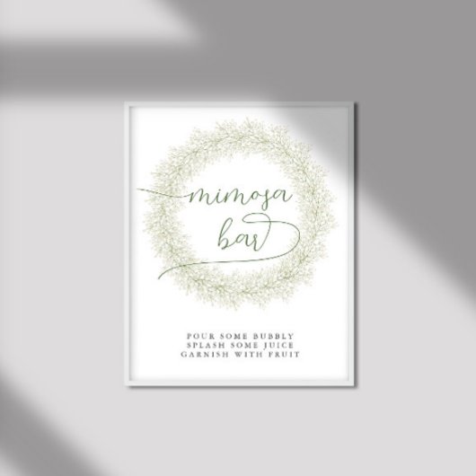 Klassische Weiße Blume Brautparty Mimosa Bar Poster