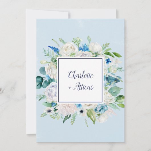 Klassische weiße Blume feiern Einladung (Rückseite)