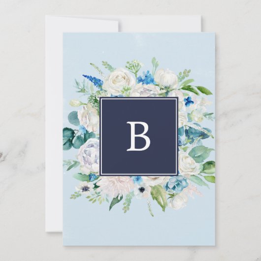 Klassische weiße Blume | Hochzeit von Einladung (Rückseite)