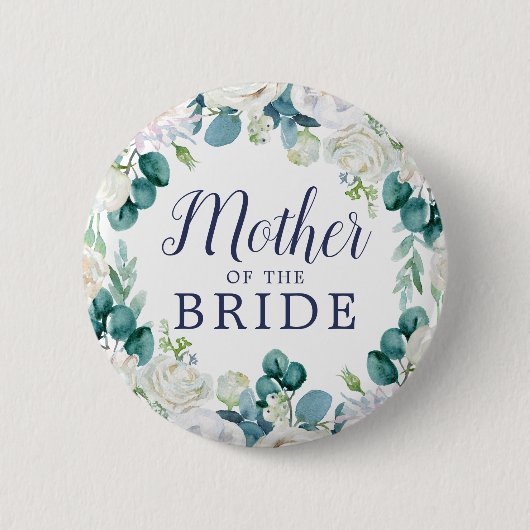 Klassische Weiße Blume Mutter der Braut Button (Vorderseite)