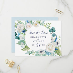 Klassische weiße Blume Save the Date Postkarte