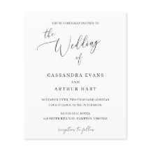 Klassische weiße elegante Budget-Hochzeitseinladun