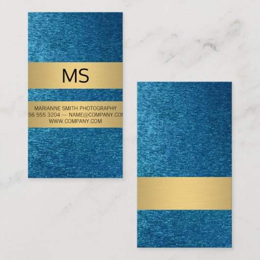Klassische weiße Grenze | Blue Shiny Background Visitenkarte (Vorne/Hinten)