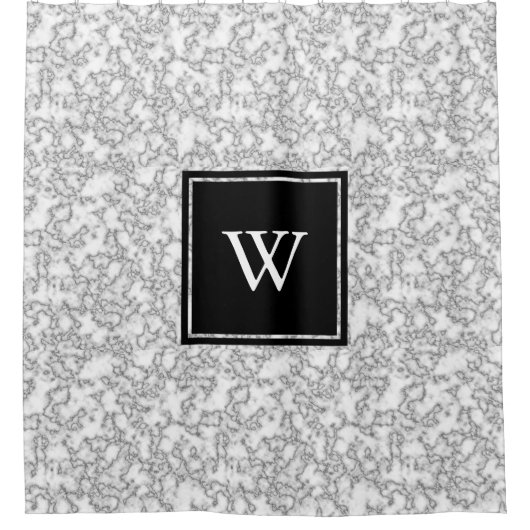 Klassische weiße Imitate Personalisiert Marmor Duschvorhang (Vorderseite)