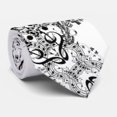 Klassische weiße Krawatte mit Sax Player & Musikno (Gerollt)