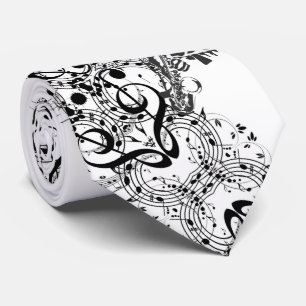 Klassische weiße Krawatte mit Sax Player und Musi