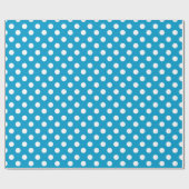 Klassische weiße Polka-Punkte auf blauem Papier Geschenkpapier (Flach)