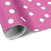 Klassische weiße Polka Punkte auf rosa Hintergrund Geschenkpapier (Rolleneckpunkt)