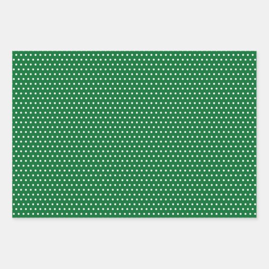 Klassische weiße Polka Punkte auf rot-grünem Schwa Geschenkpapier Set (Vorderseite 2)