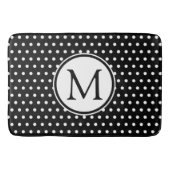 Klassische weiße Polka-Punkte auf schwarzen Monogr Badematte (Vorderseite)