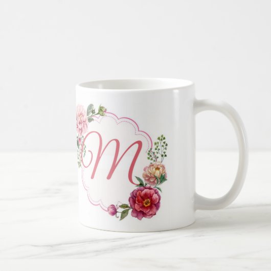 Klassische weiße Tasse des Monogramm-M (Rechts)