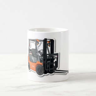 Klassische, weiße Tasse mit Gabelstapler-Design