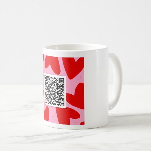 Klassische, weiße Tasse mit Liebeslied per QR-Code (VorderseiteRechts)
