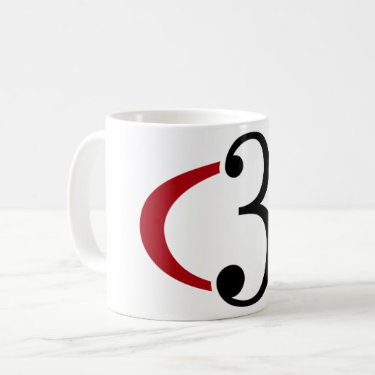 Klassische weiße Tasse mit Logo C3 (Vorderseite Links)