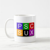 Klassische weiße Tasse PSC SUX (Links)