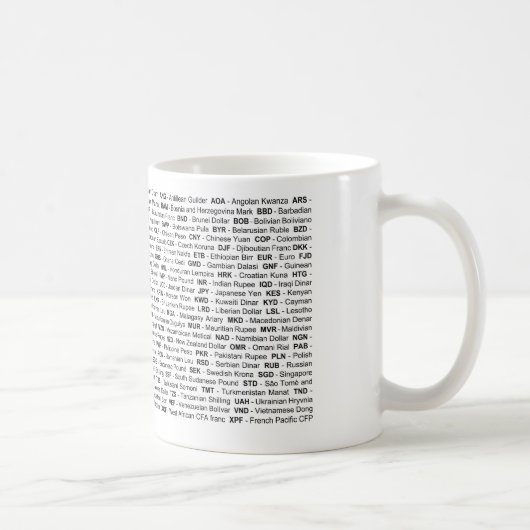 Klassische weiße Tasse: Währungen der Welt-DEVISEN Kaffeetasse (Rechts)