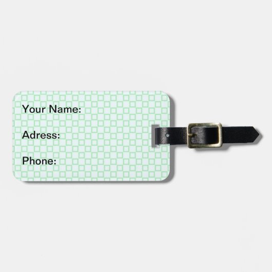 Klassische weiße und minzgrüne Gepäckmarke Gepäckanhänger (Vorderseite horizontal)