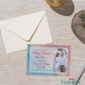 Klassische, weiße und rosa Babydusche Einladung