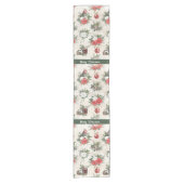 Klassische weiße und rote Blume Kurzer Tischläufer (Vorderseite)