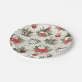 Klassische weiße und rote Blume Pappteller (Schrägansicht)