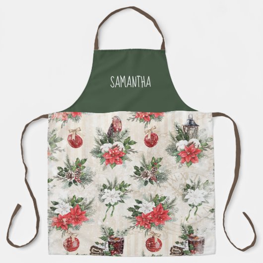 Klassische weiße und rote Blume Schürze (Vorderseite)