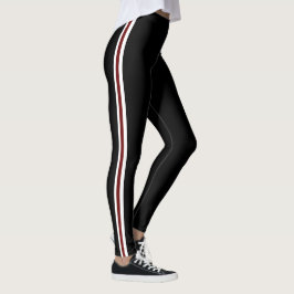 Klassische, weiße und rote Streifen auf schwarz Leggings