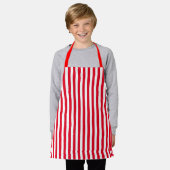 Klassische weiße und rote vertikale Streifen Schürze (Getragen)