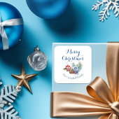 Klassische weiße Weihnachtsdekoration Quadratischer Aufkleber