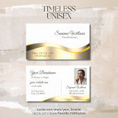 Klassische Weißwavy Gold Dekoration mit Foto Delux Visitenkarte