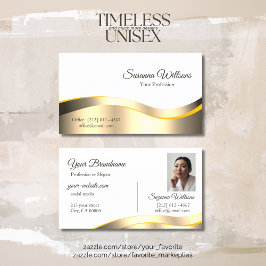 Klassische Weißwavy Gold Dekoration mit Foto Delux Visitenkarte