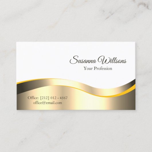 Klassische Weißwavy Gold Dekoration mit Foto Delux Visitenkarte (Vorderseite)