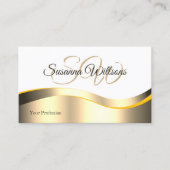 Klassische Weißwavy Gold Dekoration mit Initials F Visitenkarte (Vorderseite)