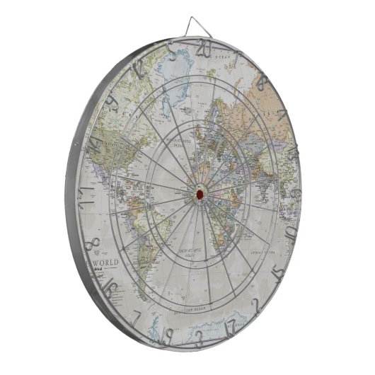 Klassische Weltkarte Dartscheibe (Vorderseite Links)