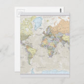 Klassische Weltkarte Postkarte (Vorne/Hinten)