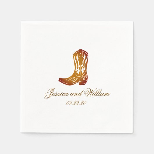 Klassische Western Dunkelbraune Hochzeit Serviette (Vorderseite)