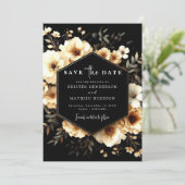 Klassische Whimsical Gold und Black Wedding Save The Date (Stehend Vorderseite)