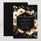 Klassische Whimsical Gold und Black Wedding Save The Date (Vorne/Hinten)