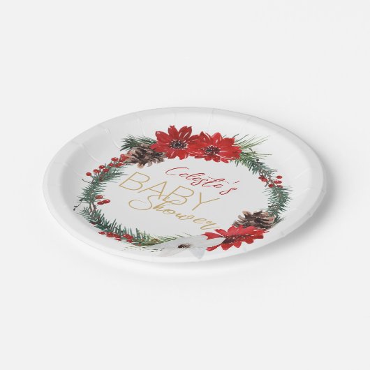 Klassische White Baby Shower Paper Teller (Schrägansicht)