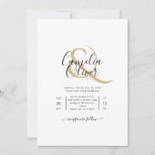 Klassische White Gold Script Print oder Digital We Einladung (Vorderseite)